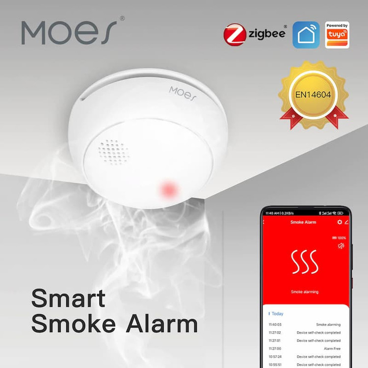 سنسور دود فوتوالکتریک هوشمند زیگبی ZSS-HM-SSD01-A برند MOES
