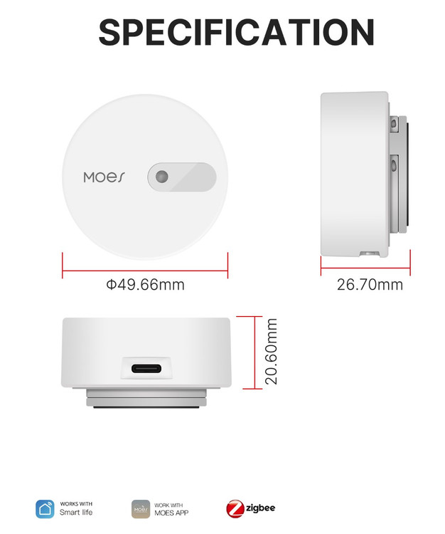 سنسور حضور هوشمند زیگبی ZSS-LP-HP02 برند MOES