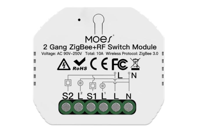 رله هوشمند زیگبی و RF تویا دو پل MS-104BZR برند MOES