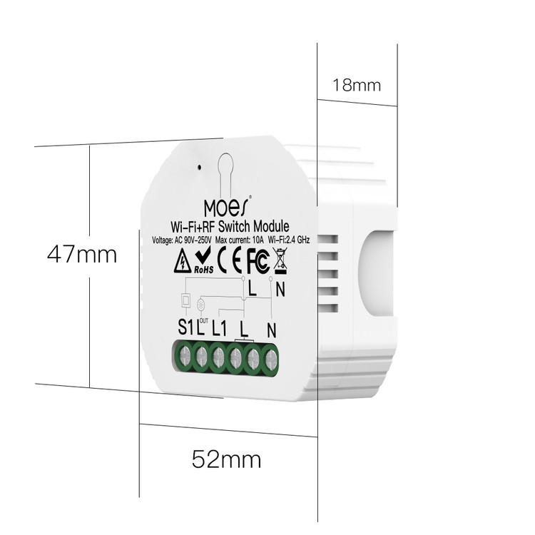رله پشت کلیدی دوپل هوشمند RF و زیگبی _ MOES_MS-104BZR