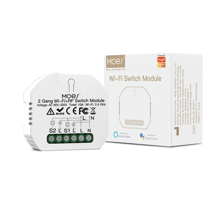 رله پشت کلیدی دوپل هوشمند RF و زیگبی _ MOES_MS-104BZR