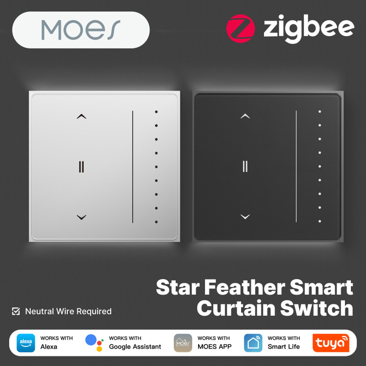 کلید پرده برقی star feather هوشمند moes پروتکل zigbee